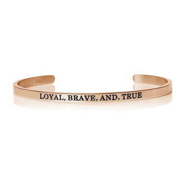 Loyal, Brave, And, True Bracelet - Quote Bracelet - Mantra Bracelet Bracelet 18K Rose Gold Brother & Sisters